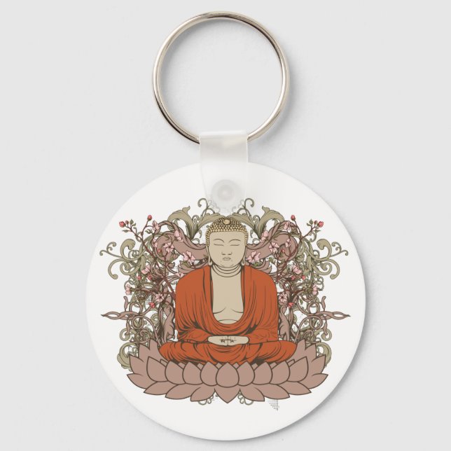 Buddha On Lotus Flower Keychain (Front)