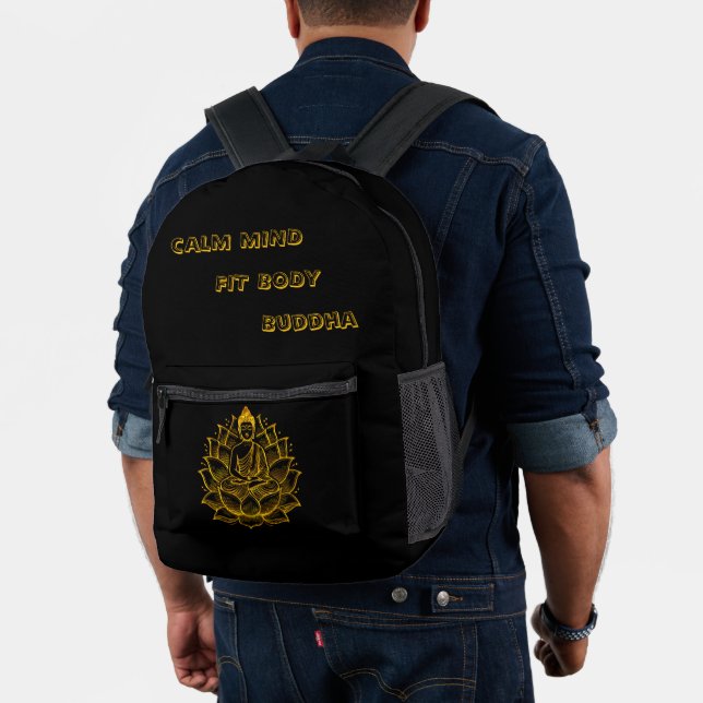 Buddha on Lotus Flower Printed Backpack (Insitu (Model))