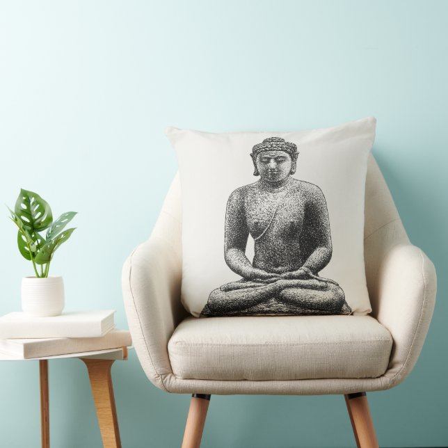Buddha on the Borobudur Leo Gestel Print Throw Pillow (Chair)