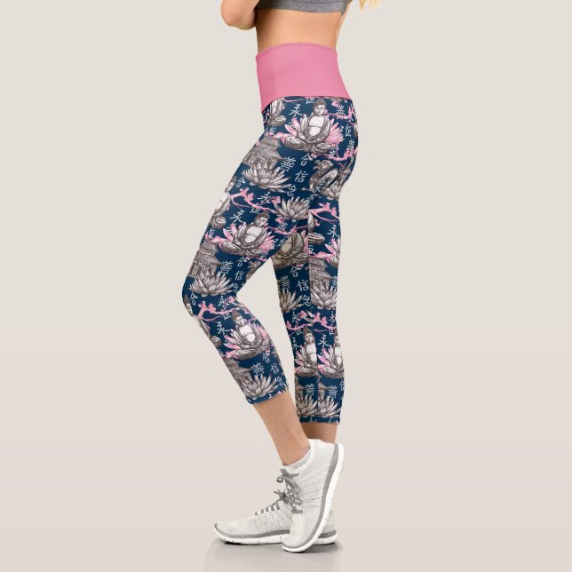 Buddha Pattern Capri Leggings (Left)