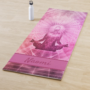 Buddha pink purple meditation monogram yoga mat