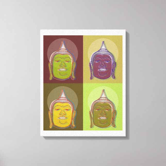 Buddha Pop Art Retro Modern Stylish Wrapped Canvas (Front)