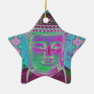 Buddha Pop in Magenta and Turquoise Ceramic Ornament