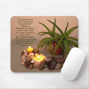 Buddha Quote   Aloe, Candles, and Rocks Photograph Mouse Pad