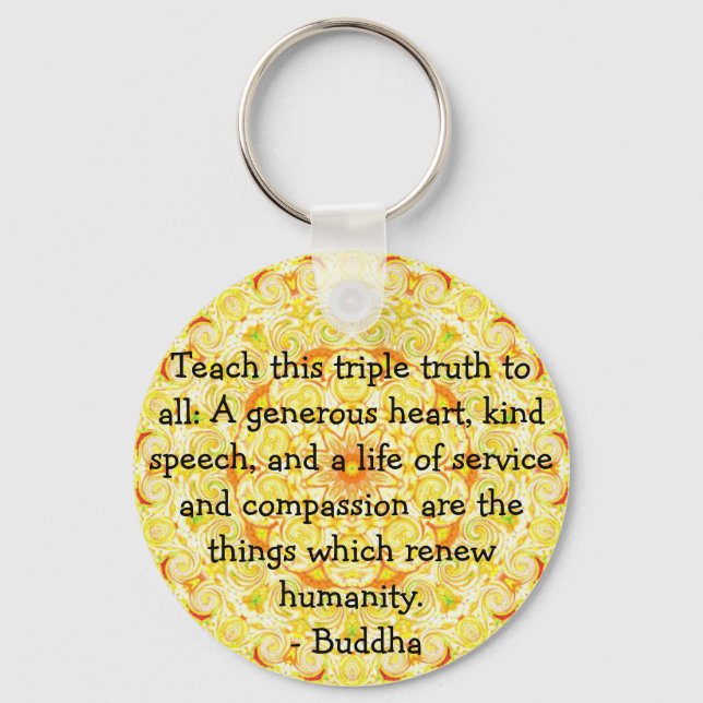 Buddha quote inspirational yoga meditation art keychain (Front)