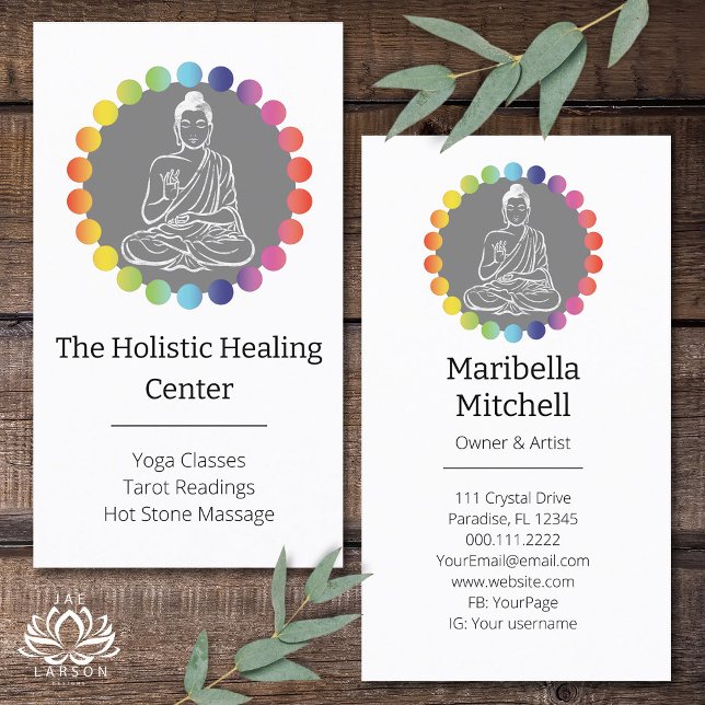 Buddha Rainbow Chakras Spiritual Metaphysical Yoga Business Card (Creator Uploaded)