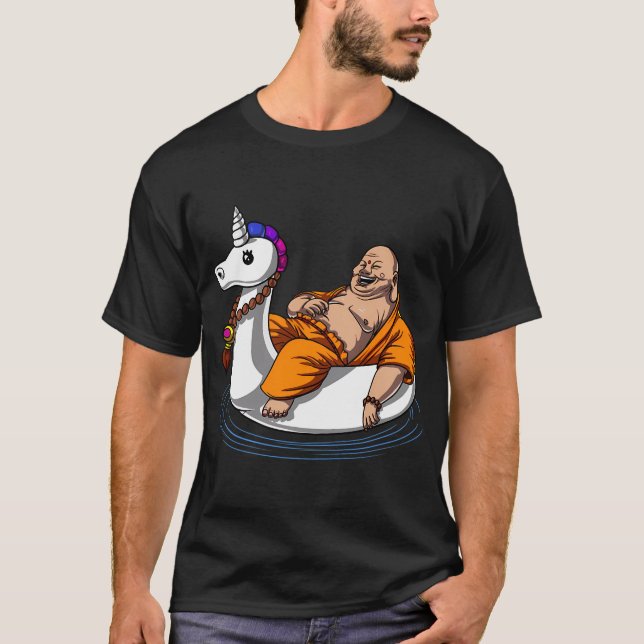 Buddha Riding Unicorn Float T-Shirt (Front)