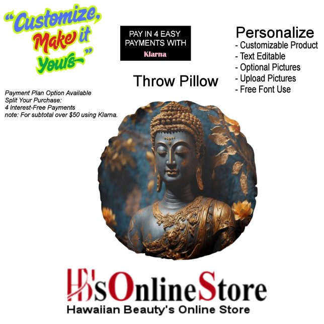 Buddha Round Cotton Throw Pillow  (Buddha Round Cotton Throw Pillow.)