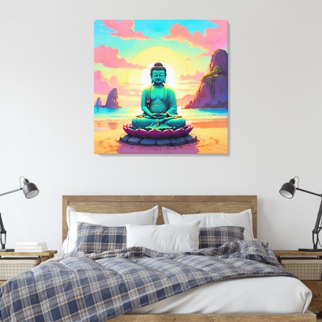 Buddha’s Sunset Reflection Canvas Print (Insitu(Bedroom))