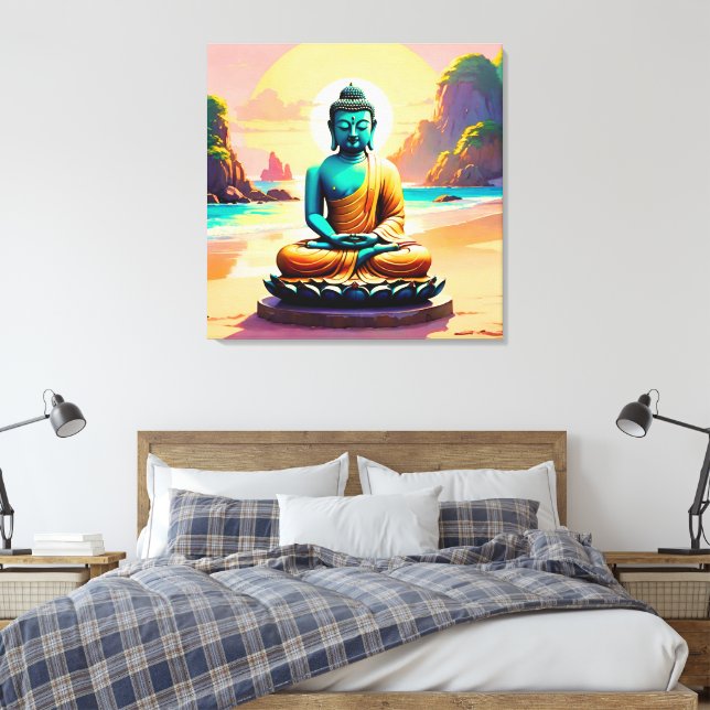 Buddha - Serene Shores of Enlightenment  Canvas Print (Insitu(Bedroom))
