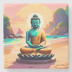 Buddha - Serene Shores of Enlightenment  Stone Coaster