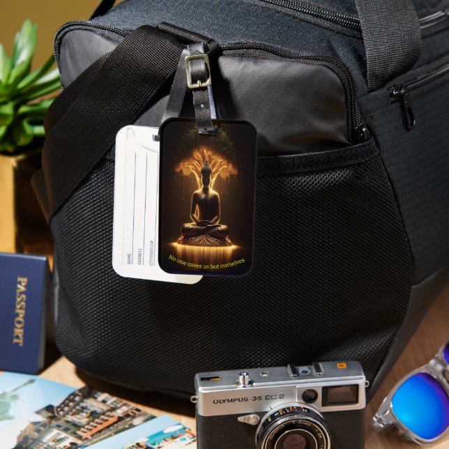 Buddha shines beneath sacred tree luggage tag (Front & Back)