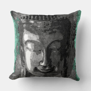 Buddha smile I - halftone black + your ideas Throw Pillow