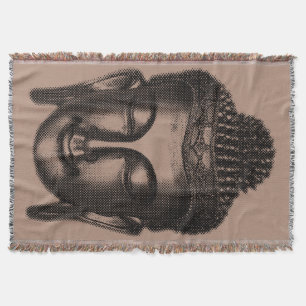 Buddha smile II - halftone black + your ideas Throw Blanket