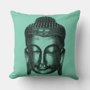 Buddha smile II - halftone black + your ideas Throw Pillow