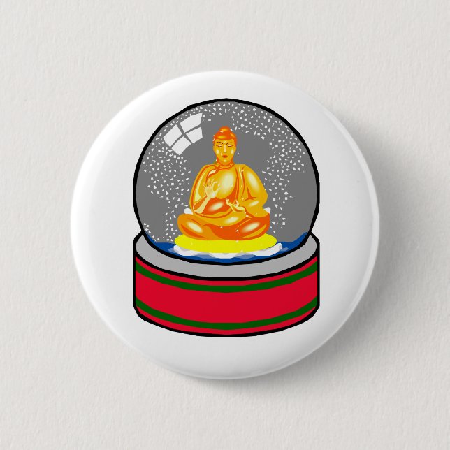 Buddha Snow Globe 2 Inch Round Button (Front)
