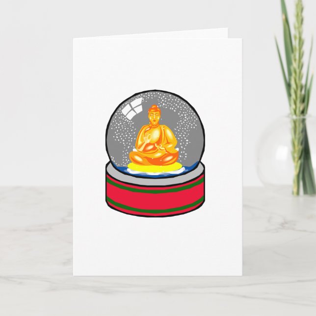 Buddha Snow Globe Holiday Card (Front)