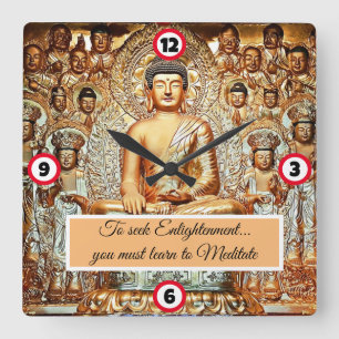 Buddha  square wall clock