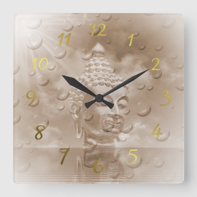 buddha square wall clock (Front)