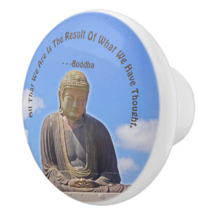BUDDHA STATUE AND QUOTE Ceramic Knob