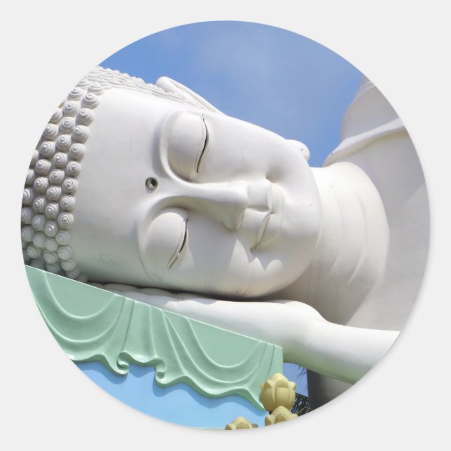 Buddha Statue Resting Sleeping Happy Peace Classic Round Sticker (Front)