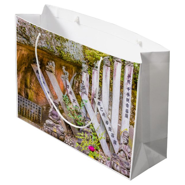 Buddha statues at Senko-ji temple Large Gift Bag (Back Angled)