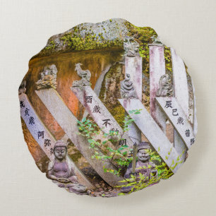 Buddha statues at Senko-ji temple Round Pillow