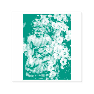 BUDDHA WITH BLOOMS RUBBER STAMP