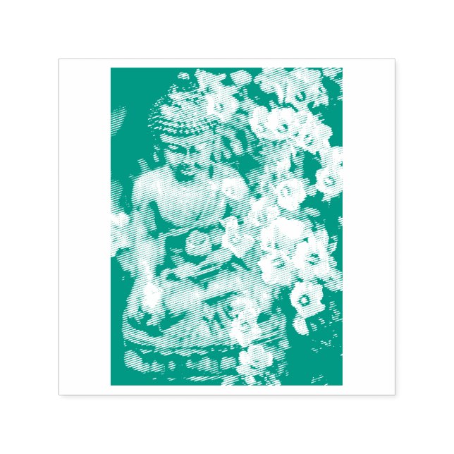 BUDDHA WITH BLOOMS RUBBER STAMP (Design)