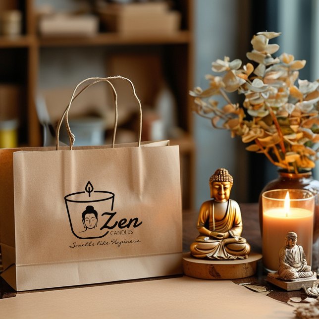 Buddha Zen Candle Small Business, Custom Large  Rubber Stamp (Creator Uploaded)
