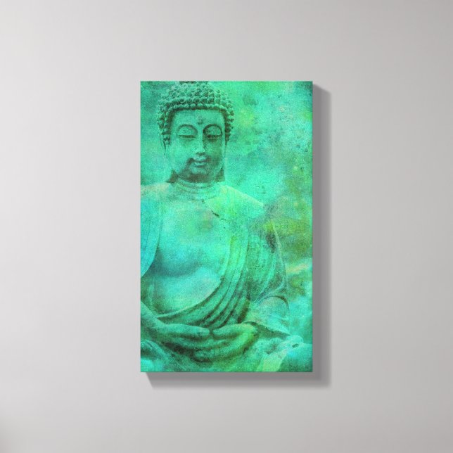 Buddha Zen Garden in Blue and Green Shades Canvas  (Front)