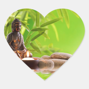 buddha zen serenity garden heart sticker