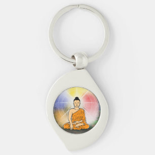 Buddha's Enlightenment Dharma Wheel Metal Keychain