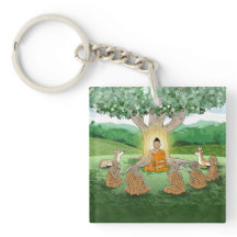 Buddha's First Sermon Teaching Keychain