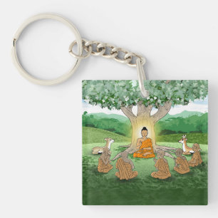 Buddha's First Sermon Teaching Keychain