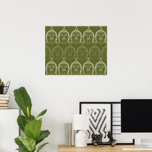 Buddha's Head Simple Outline Zen Modern Pattern Poster