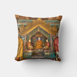 Buddhas In A Temple Throw Pillow