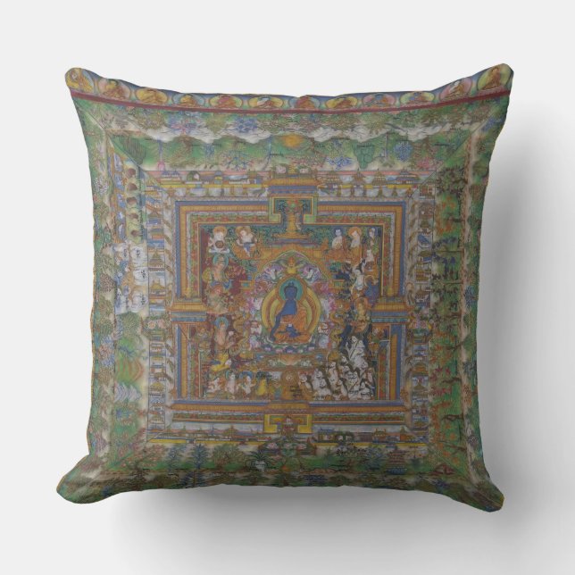 Buddhism  Blue Medicine Buddha Throw Pillow (Front)