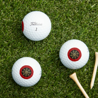 Buddhism Golden Dharma Wheel  Golf Balls
