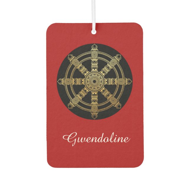 Buddhism Golden Dharma Wheel Personalized Air Freshener (Front)