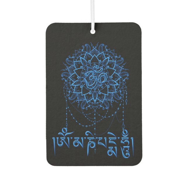 Buddhism Mani Mantra In Blue With Mandala Air Freshener (Front)
