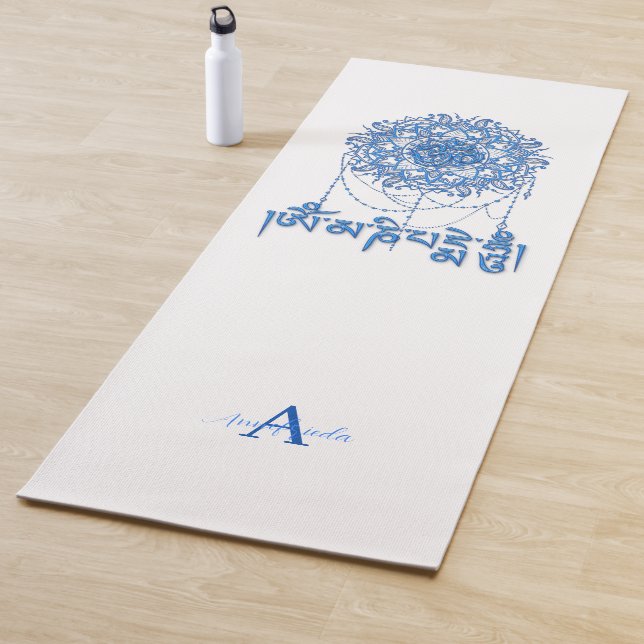 Buddhism Mani Mantra In Blue With Mandala Yoga Mat (In Situ)
