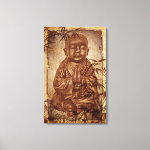 Buddhism Monk - Vintage Bamboo Design Canvas Print