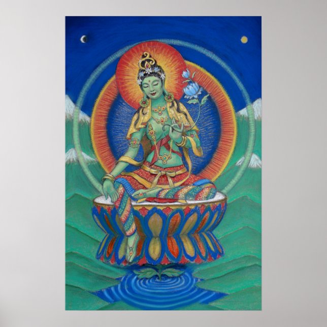 Buddhism Poster Green Tara Tibetan Goddess Buddha (Front)