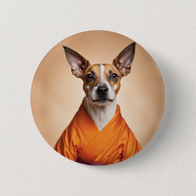 Buddhist Brazilian Terrier 2 Inch Round Button (Front)