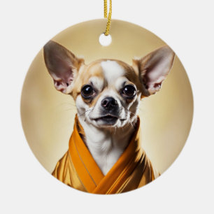 Buddhist Chihuahua Ceramic Ornament