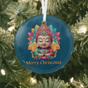 Buddhist Christmas Glass Ornament