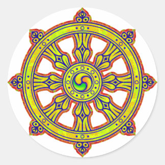 Buddhist Dharma Chakra Classic Round Sticker