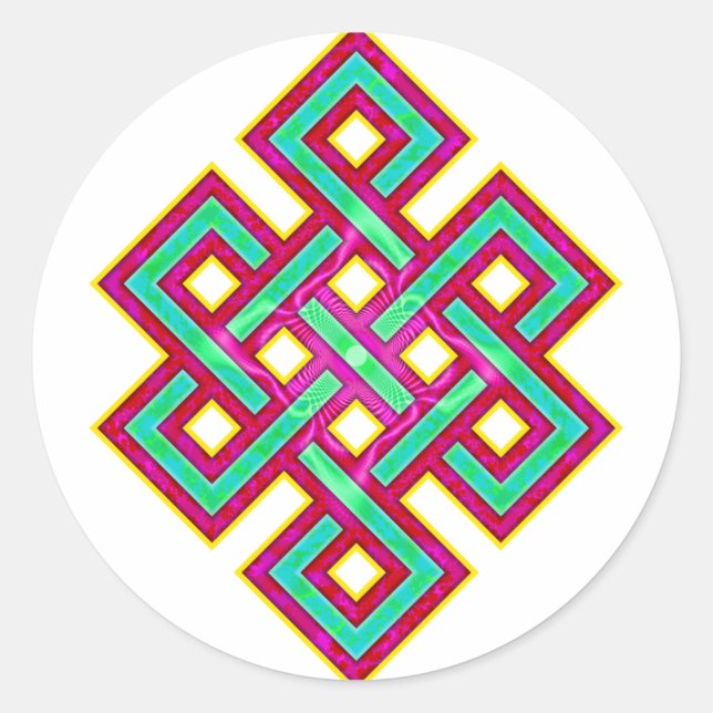 Buddhist Eternal Knot Classic Round Sticker (Front)
