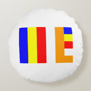 Buddhist Flag Round Pillow